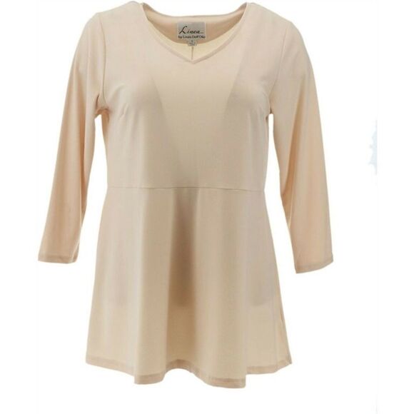 Linea Louis Dell'Olio Moss Crepe Peplum Detail Top - Picture 2 of 5